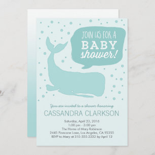 Blue Whale Stylish Baby Shower Invitations
