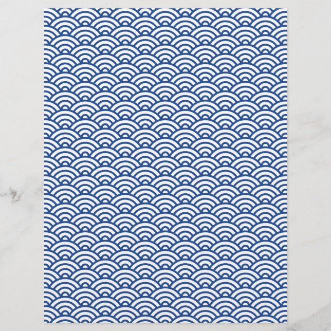Blue white Japaneese vague scrapbook ou papier art (Devant)