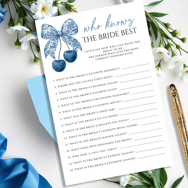 Blue Who knows the Bride Best Bridal Shower Game (Créateur téléchargé)