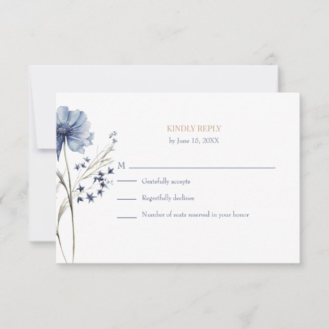Blue Wildflower Garden RSVP with Botanical Back (Devant)