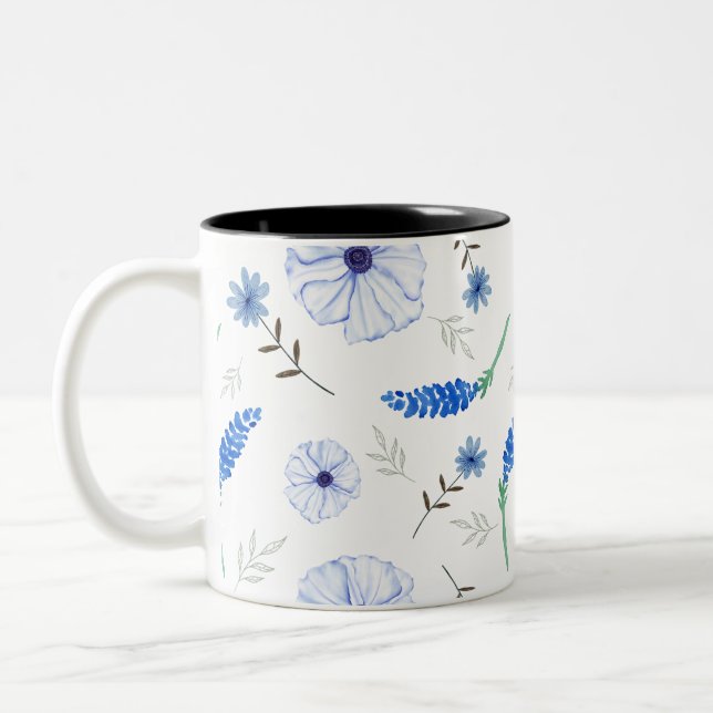 Blue Wildflower Watercolour Mug (Gauche)