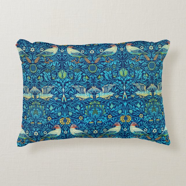 Blue William Morris Art Birds Coussin (Devant)