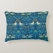 Blue William Morris Art Birds Coussin