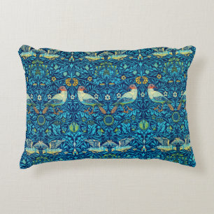 Blue William Morris Art Birds Coussin