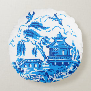Blue Willow Blue & White Chine Coussin