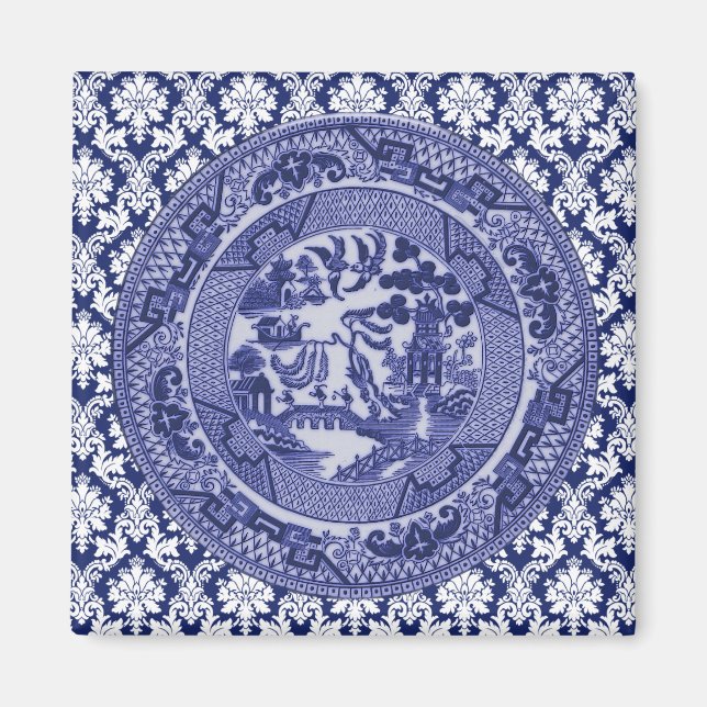 Blue Willow China Design Magnet v4 (Devant)