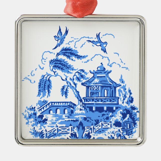 Blue Willow Chine Bleu & Blanc Ornement (Devant)