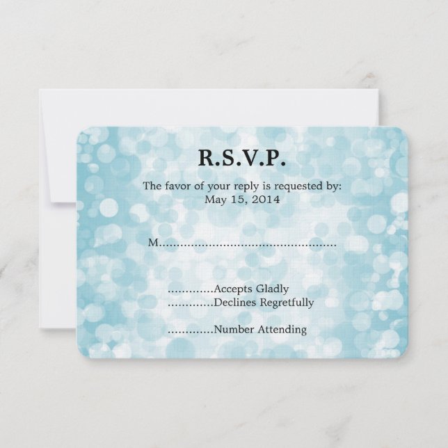 Blue Winter Bokeh Wedding RSVP (Devant)
