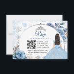 Blue Winter Snowflop Mis Quince QR Code RSVP<br><div class="desc">Silver & Blue Winter Snowflake Mis Quince QR Code RSVP</div>