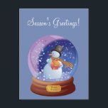 Blue Winter Snowglobe Custom Holiday Carte postale<br><div class="desc">Économisez sur la poste cette saison des Fêtes en envoyant quelques voeux de Noël par carte postale. Parfait pour diffuser un peu de joie de vacances sur votre liste de diffusion. Idéal pour les entreprises et les entrepreneurs indépendants. Personnalisez facilement le message au dos de cette carte avec votre propre...</div>