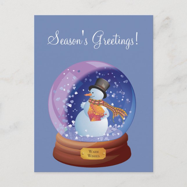 Blue Winter Snowglobe Custom Holiday Carte postale (Devant)