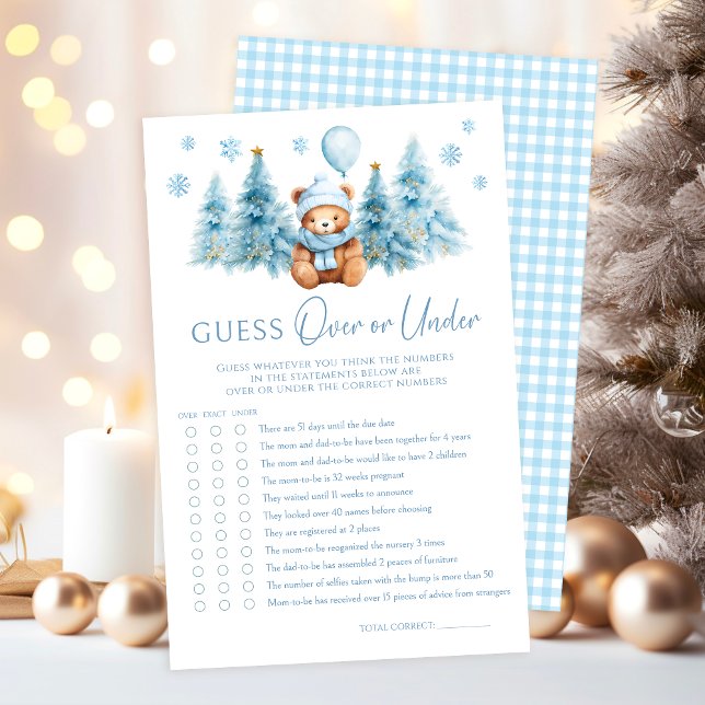 Blue Winter Teddy Bear Baby Over or Under Game (Créateur téléchargé)