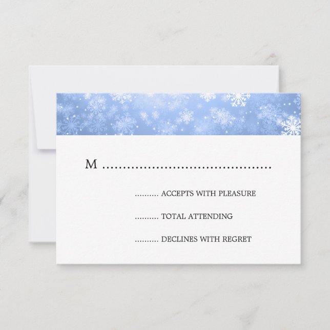 Blue Winter Wonderland Mariage élégant RSVP (Devant)