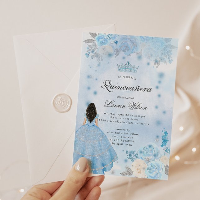 Blue Winter Wonderland Quinceanera Invitation (Créateur téléchargé)