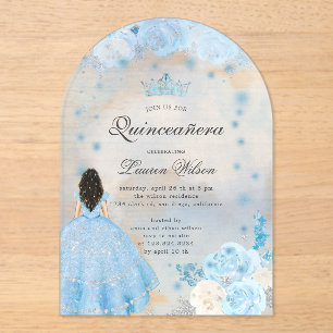 Blue Winter Wonderland Quinceanera Invitation