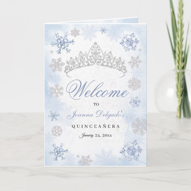 Blue Winter Wonderland Quinceanera Programme (Devant)