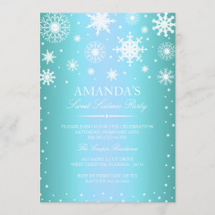 Blue Winter Wonderland Sweet 16 Invitation