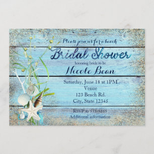 Blue Wood Beach Tropical BRIDAL DOUCHE Invitation