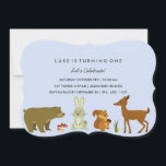 Blue Woodland Friends Invitation d'anniversaire<br><div class="desc">Produits correspondants dans le magasin GoDesign !</div>