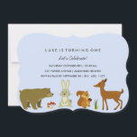 Blue Woodland Friends Invitation d'anniversaire<br><div class="desc">Produits correspondants dans le magasin GoDesign !</div>
