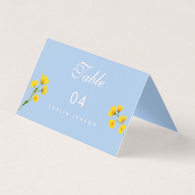 Blue & Yellow buttercup Wedding table numbers (Front)