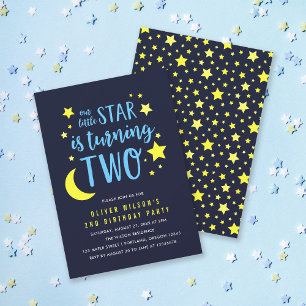 Blue Yellow Moon and Stars 2e Invitation anniversa
