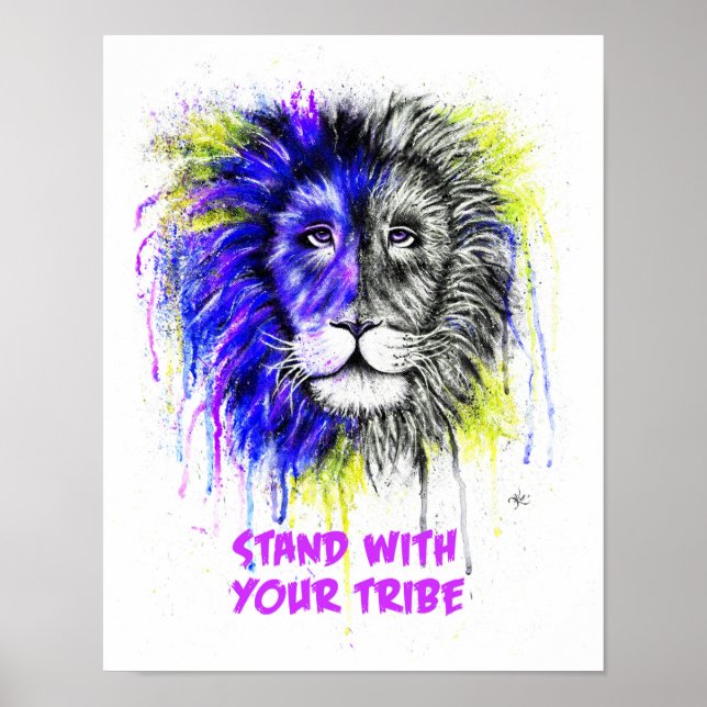 Blue & Yellow with Text Poster - Lion Print! (Devant)