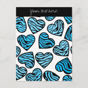 Blue Zebra coeurs Design Carte postale