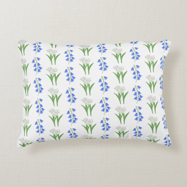 Bluebells et Tulipes blanches Accent Coussin (Devant)
