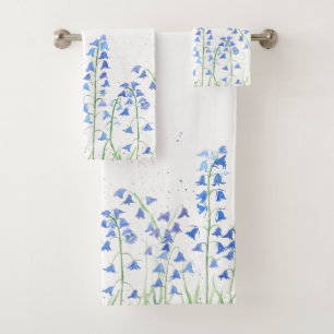 Bluebells Fleurs bleues Aquarelle Bois