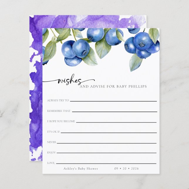 Blueberries| Berry Sweet | Voeux pour bébé (Devant / Derrière)