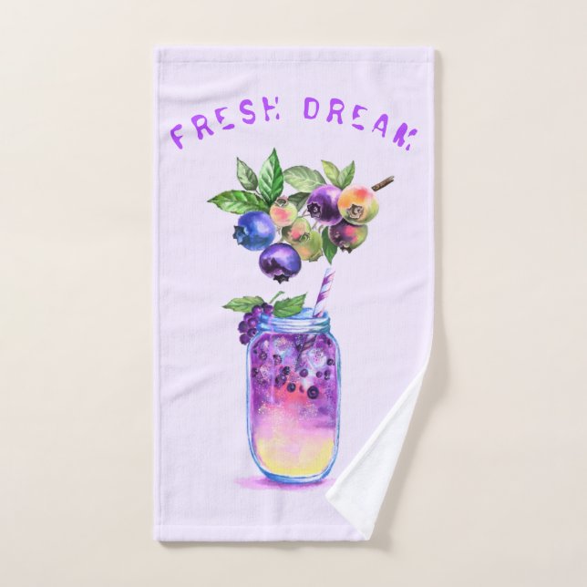 Blueberry Cool Boire Fruits Ensemble de serviettes (Serviette à main)
