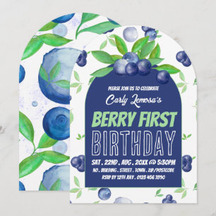 Blueberry Design, Berry First Birthday Invitation