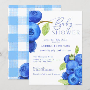 Blueberry   Invitations modernes de douche bébé