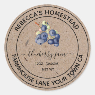 Blueberry Jam Kraft Papier Canne Jar Étiquette
