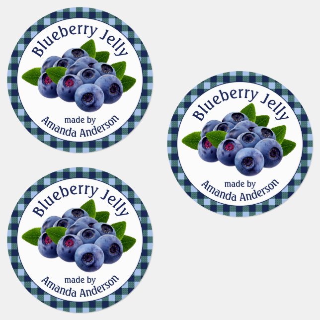 Blueberry Jelly Plaid Circulaire Étiquette aliment (Groupe)
