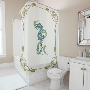 Blueberry Nouveau Art Déco Douche rideau Cheval de