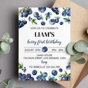 Blueberry Sweet 1er anniversaire Invitation