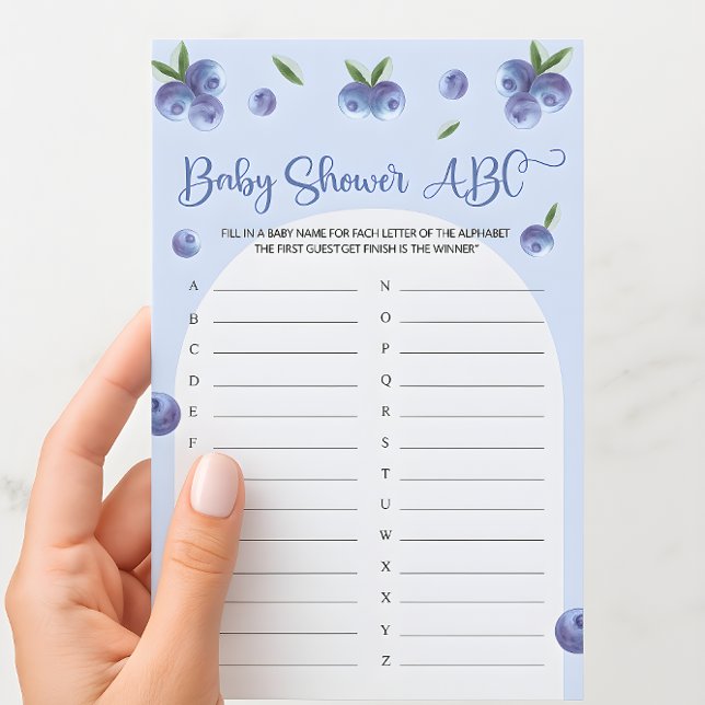 Blueberry Sweet Aquarelle Baby shower ABC Jeu (Blueberry Sweet Watercolor Baby Shower ABC Game)