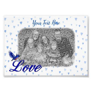 Bluebird Love Blue Hearts Modèle de cadre photo