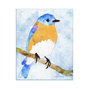 Bluebird - mâle - toile de style aquarelle