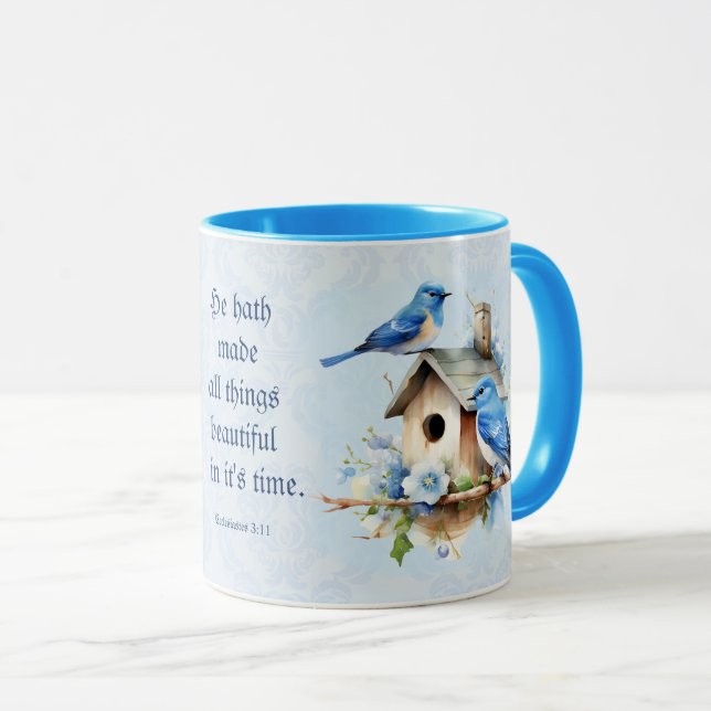 Bluebird Scripture Mug Birdhouse Ecclesiastes (Devant droit)