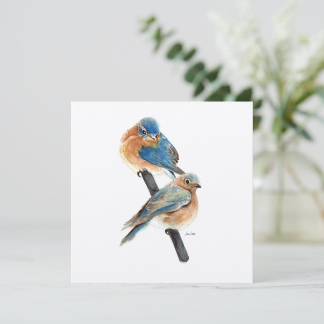 Bluebirds Couple Aquarelle Art (Debout devant)