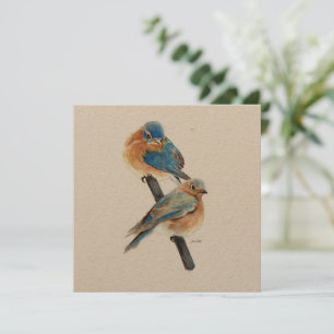 Bluebirds Couple Aquarelle Art