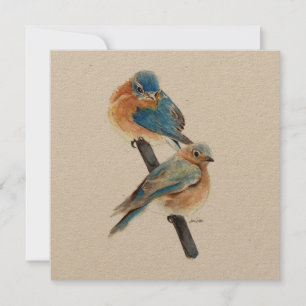 Bluebirds Couple Aquarelle Art