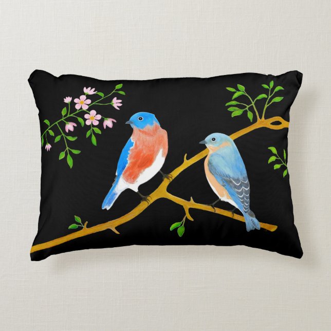 Bluebirds Coussin à accent noir (Devant)