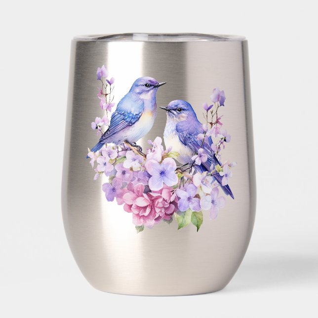 Bluebirds Dans Les Fleurs Lilac (Arrière)