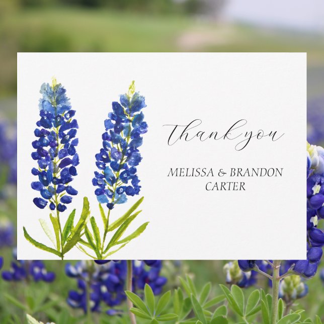 Bluebonnets Blue Floral Élégant Merci de mariage (Créateur téléchargé)