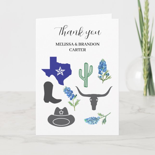 Bluebonnets Blue Floral Texas Mariage Merci (Devant)