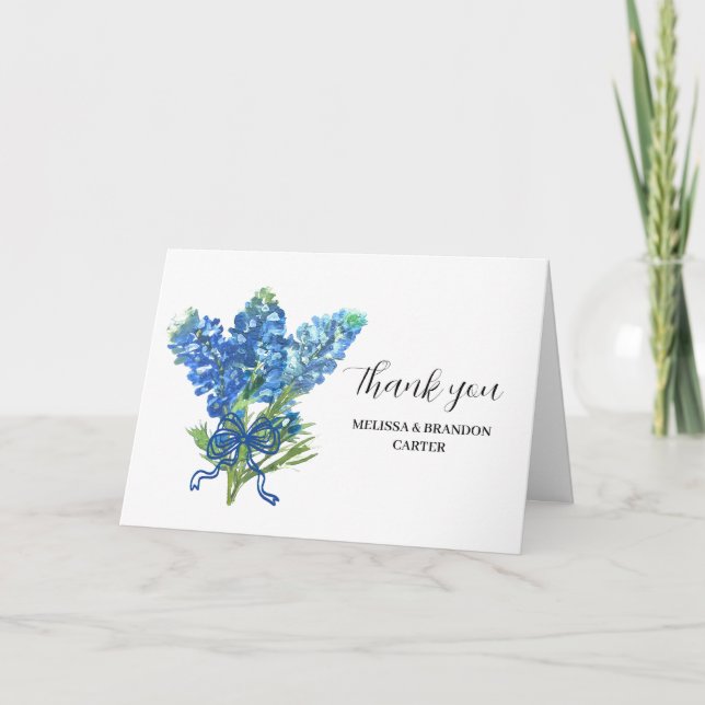 Bluebonnets Blue Floral Texas Mariage Merci (Devant)